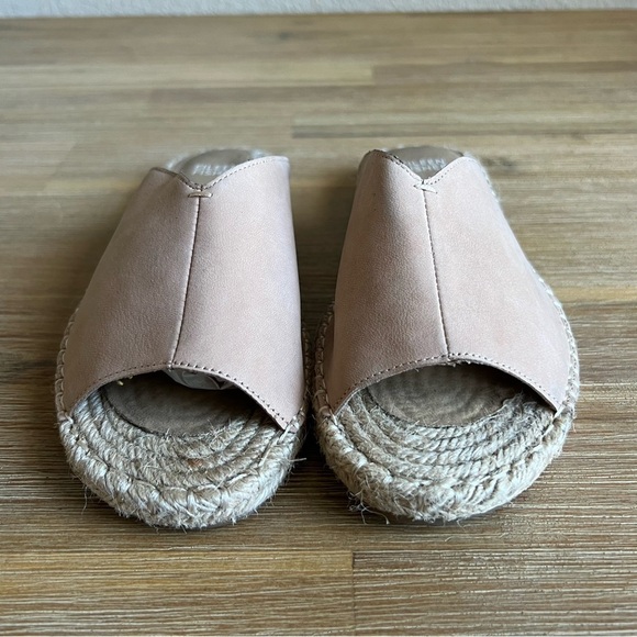 Eileen Fisher Milly Espadrille Slide Sandals 7 Beige Tan Nubuck Leather Beach - Picture 7 of 11